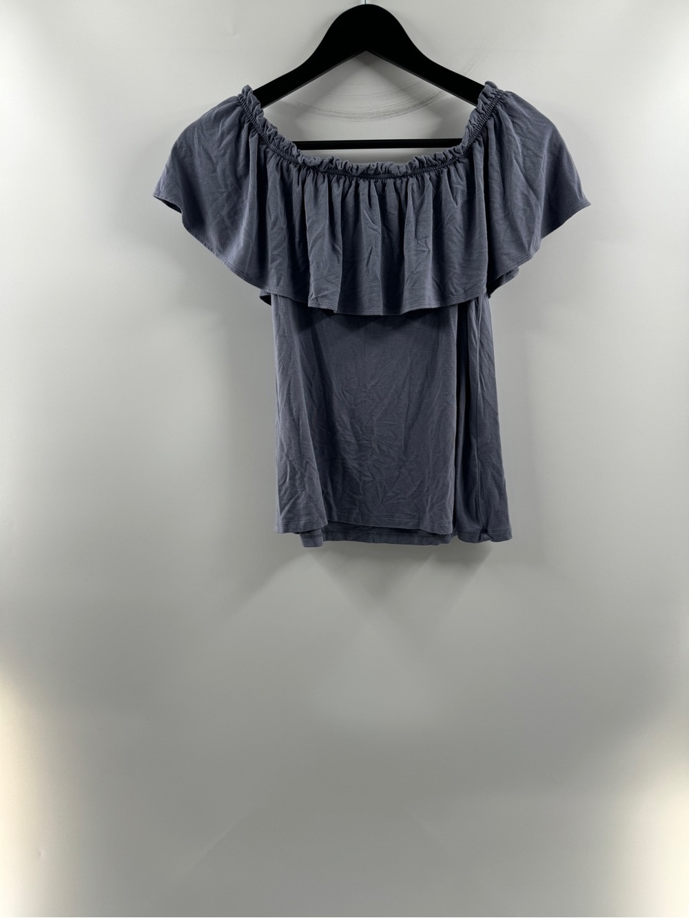 Abercrombie & Fitch Steel Blue Off Shoulder Ruffle Top Women’s XS